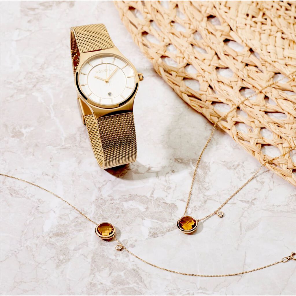 Damen Armband Gold 375 Citrin Cognac 2,03ct Ball Makka 2 - Armbänder mit Anhänger Damen | OROVIVO