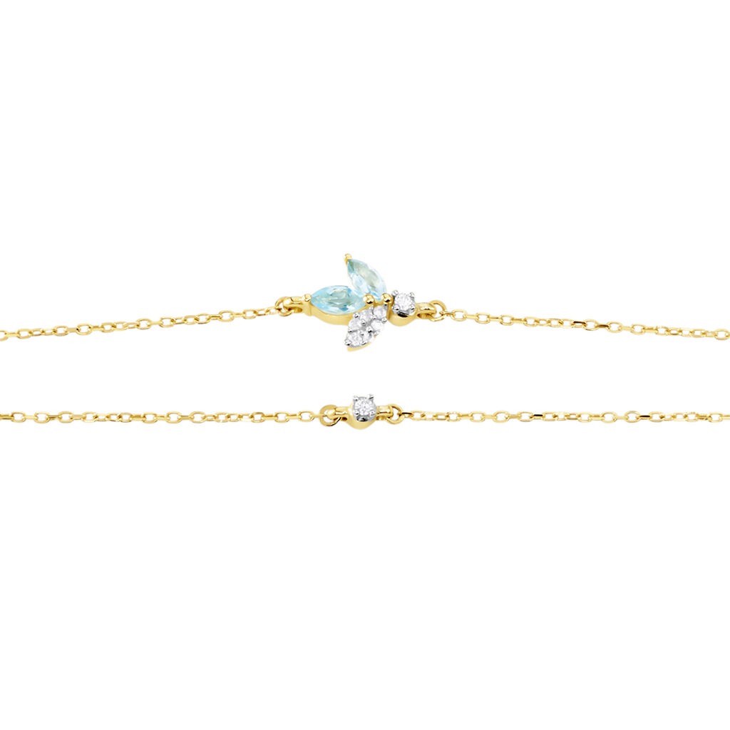 Damen Armband Gold 375 Topas Swiss Blue 0,34ct Blume Santorini - Armbänder mit Anhänger Damen | OROVIVO