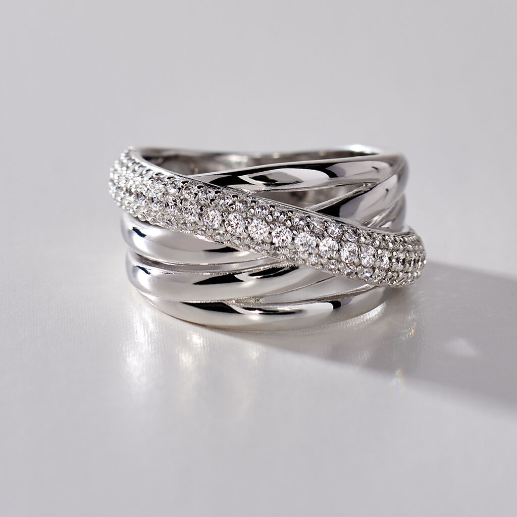 Damen Ring Silber 925 Zirkonia Wei&szlig; B 13 mm