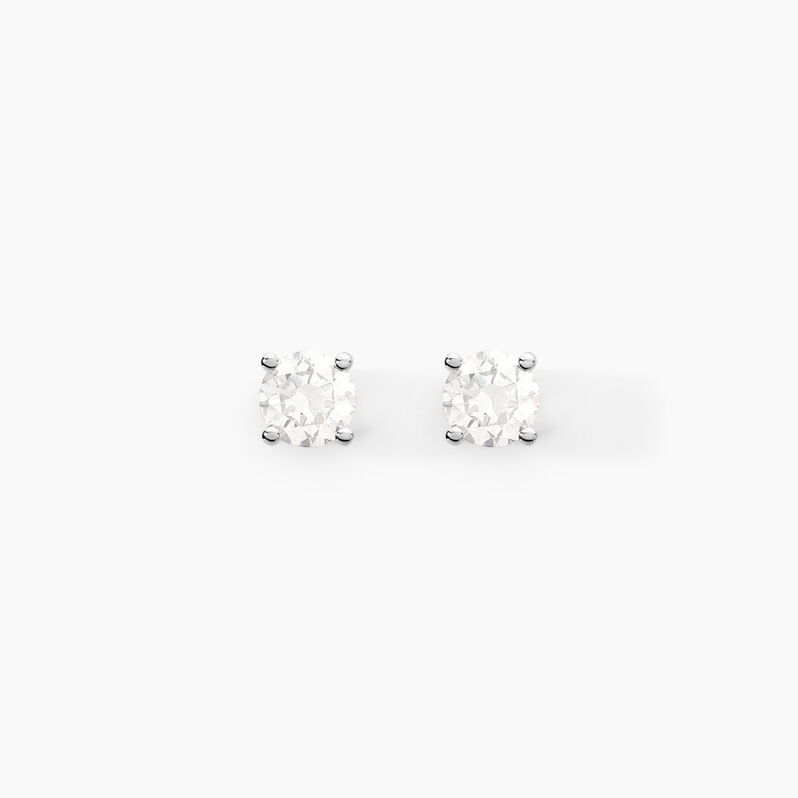 Boucles D'oreilles Puces Victoria Or Weiss Diamant - Spannringe Familie | OROVIVO
