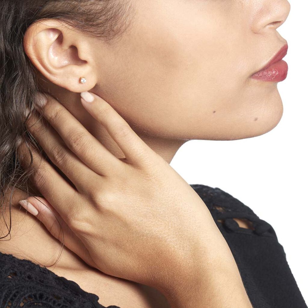 Boucles D'oreilles Puces Collection Victoria Or Jaune Diamant - Spannringe Damen | OROVIVO