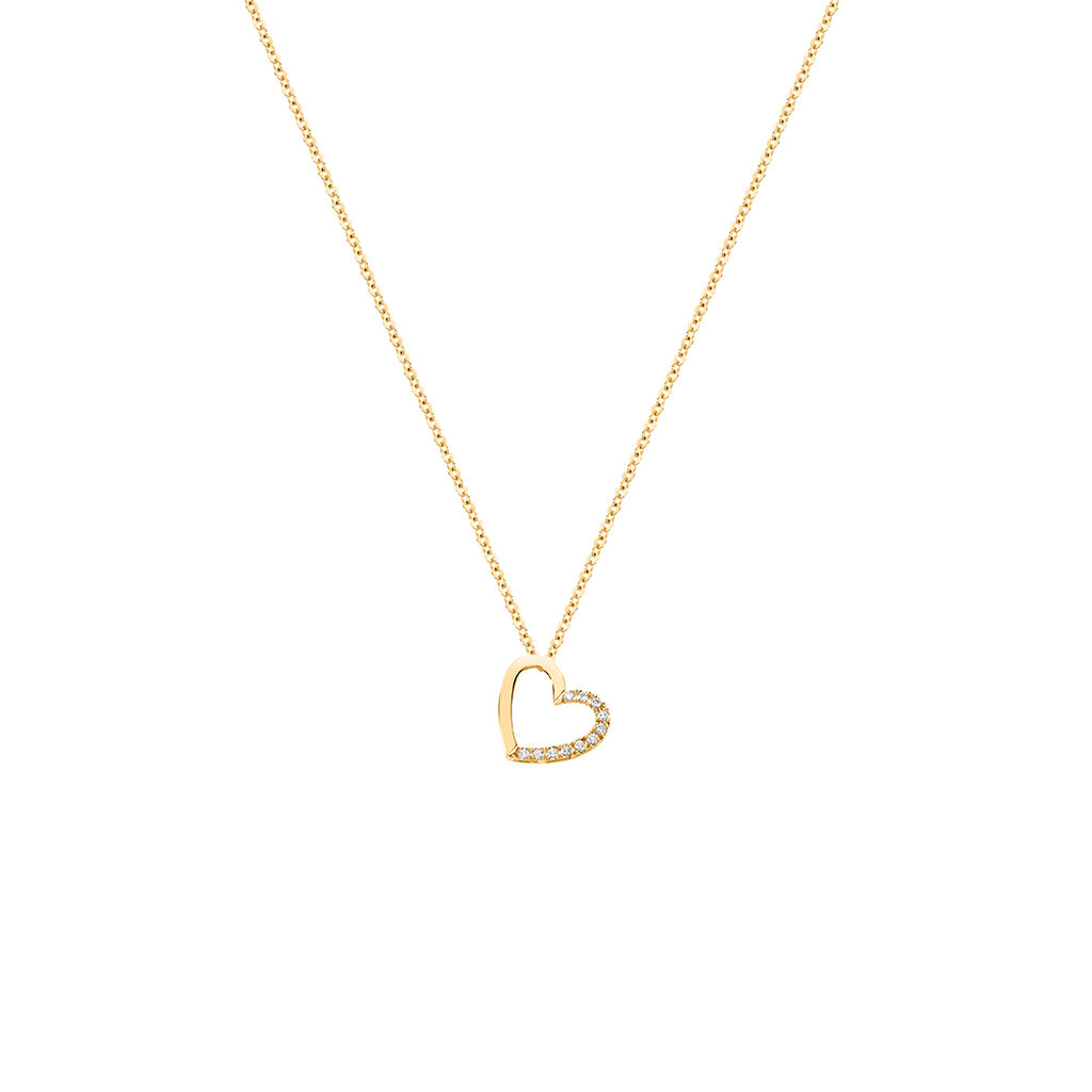 SORELLE Damen Collier Gold 585 (14 Karat) Diamant Wei&szlig; 0,04 ct Herz