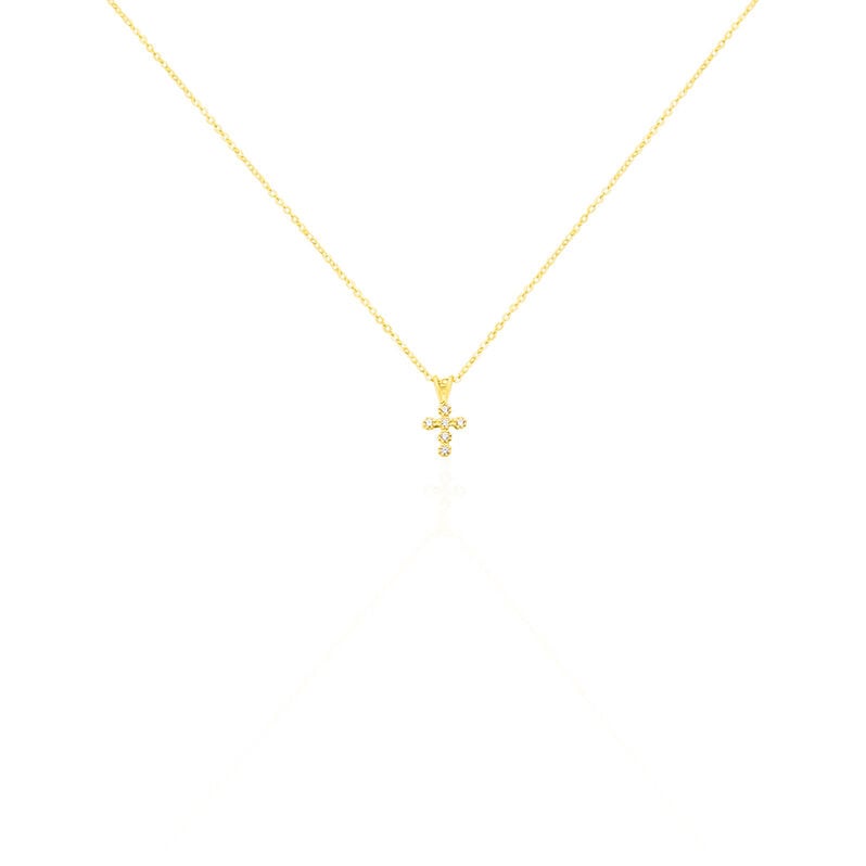 Familie Collier Gold 375 Zirkonia Religi&ouml;ses Kreuz Enke - Halsketten Familie | OROVIVO