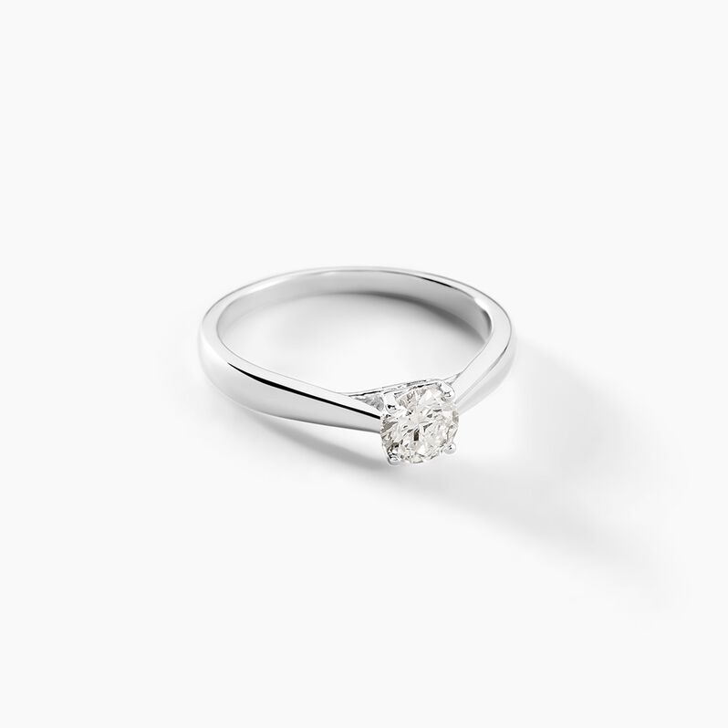 Bague Solitaire Vicoeuria Or Weiss Diamant Synthétique - Spannringe Damen | OROVIVO