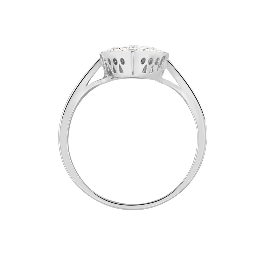 SITAA Damen Ring Wei&szlig;gold 375 (9 Karat) Zirkonia Wei&szlig; 0,08 ct Mandel