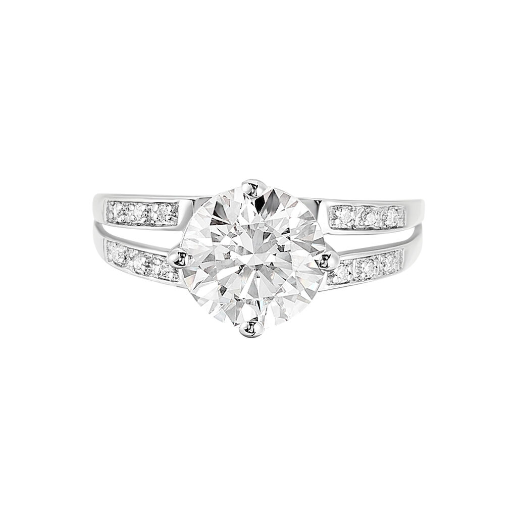 ANTHYME Damen Ring Wei&szlig;gold 375 (9 Karat) Zirkonia Wei&szlig; 0,05 ct