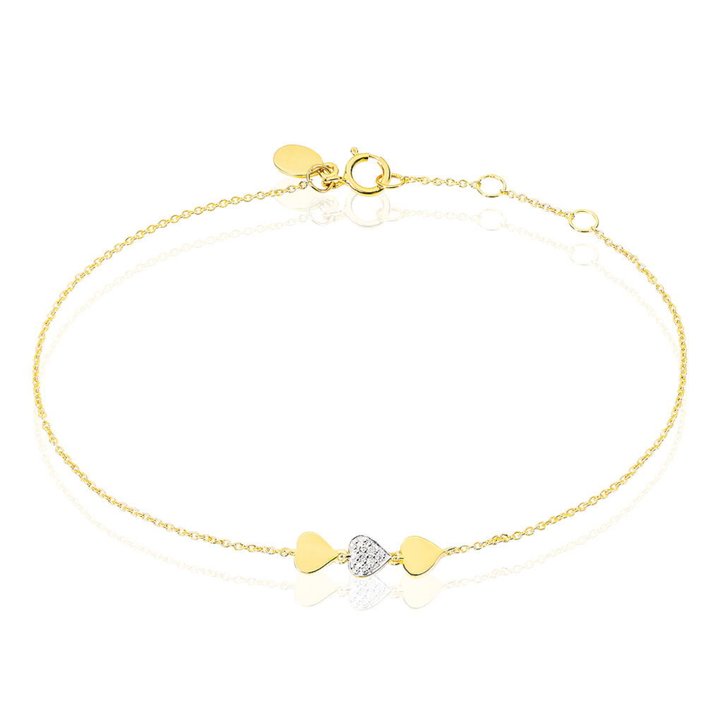 Bracelet Or Jaune Afla Triple Coeur - Spannringe Damen | OROVIVO