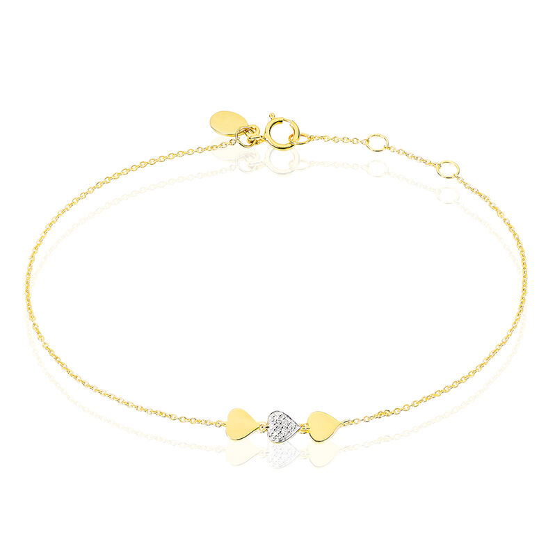 Bracelet Or Jaune Afla Triple Coeur - Spannringe Damen | OROVIVO