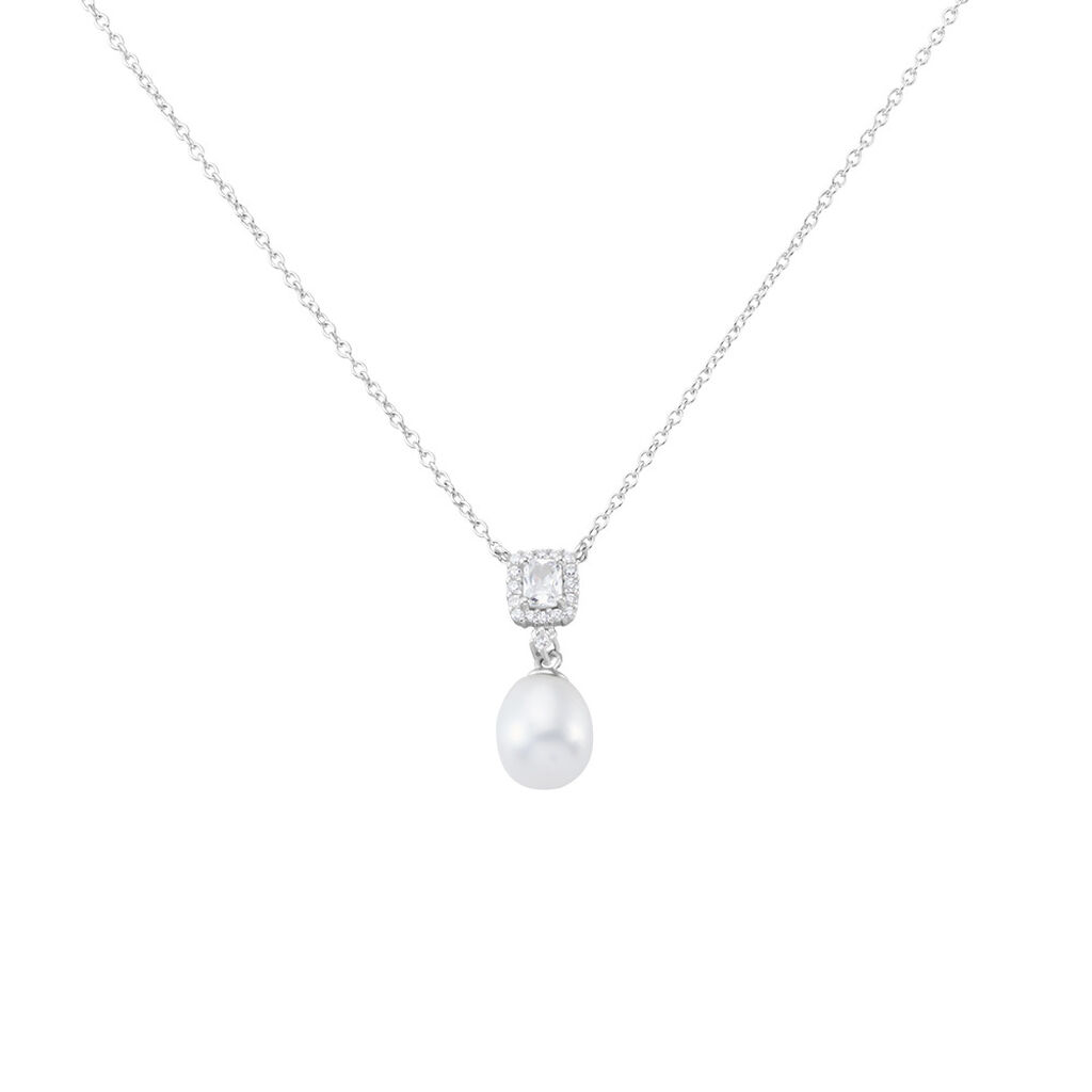 DESPINA Damen Collier Silber 925 Zuchtperle Wei&szlig; 0,86 ct