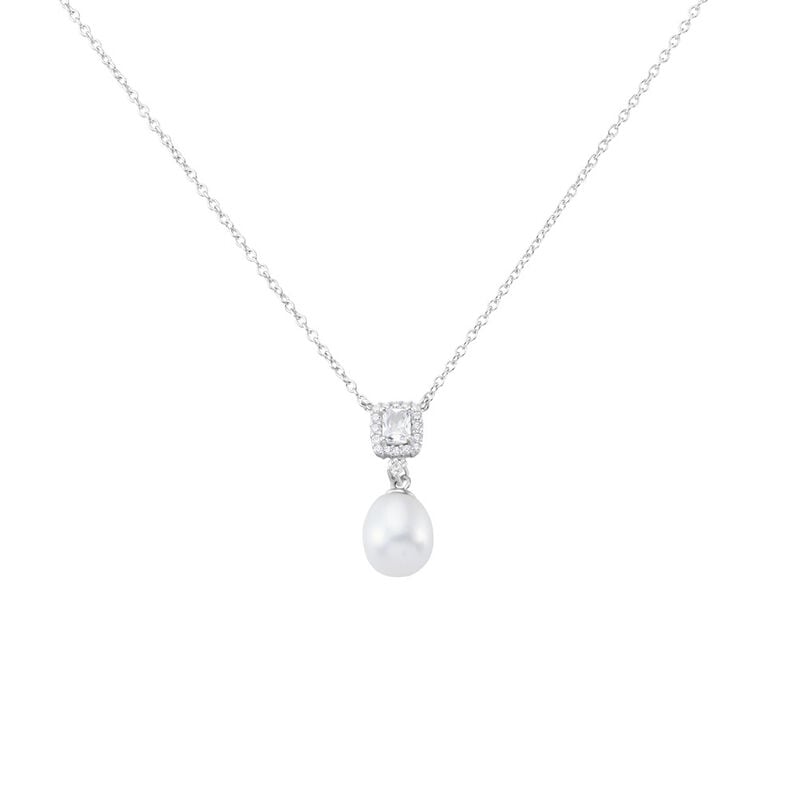 DESPINA Damen Collier Silber 925 Zuchtperle Wei&szlig; 0,86 ct - Halsketten Damen | OROVIVO