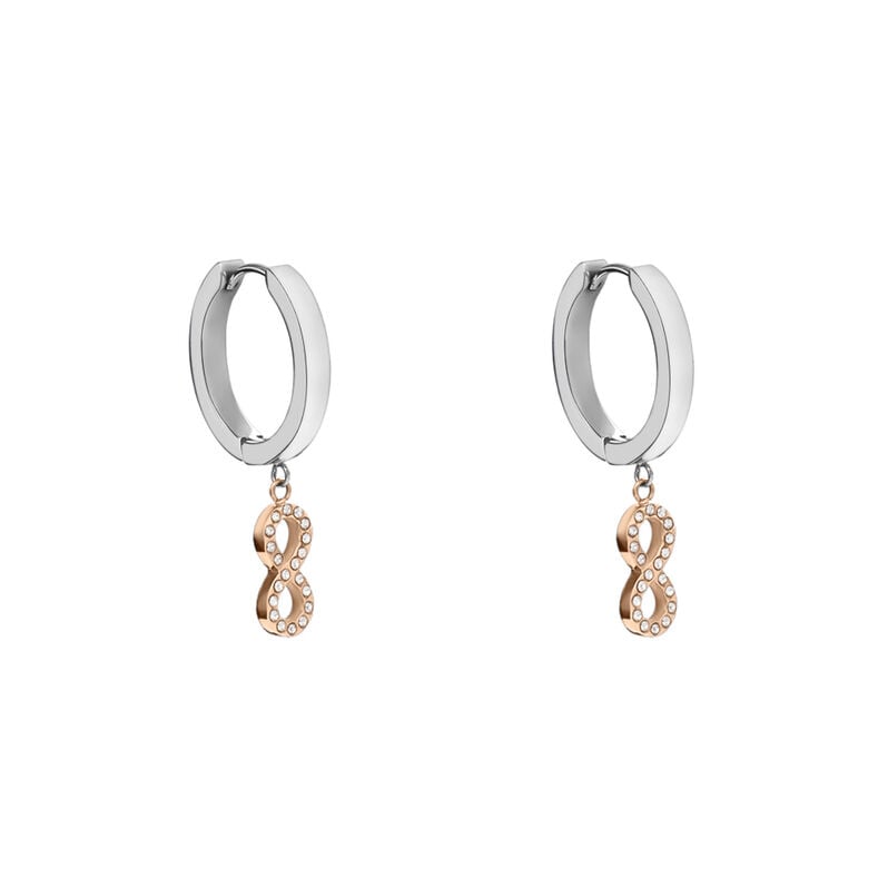 Orecchini A Cerchio Sunrise Acciaio Bicolore Bianco / Rosa Cristallo - Spannringe Damen | OROVIVO