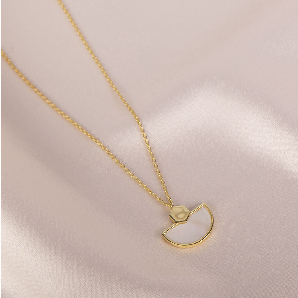 GINNY Damen Collier Silber vergoldet 925 Perlmutt Perlmutt Halbkreis