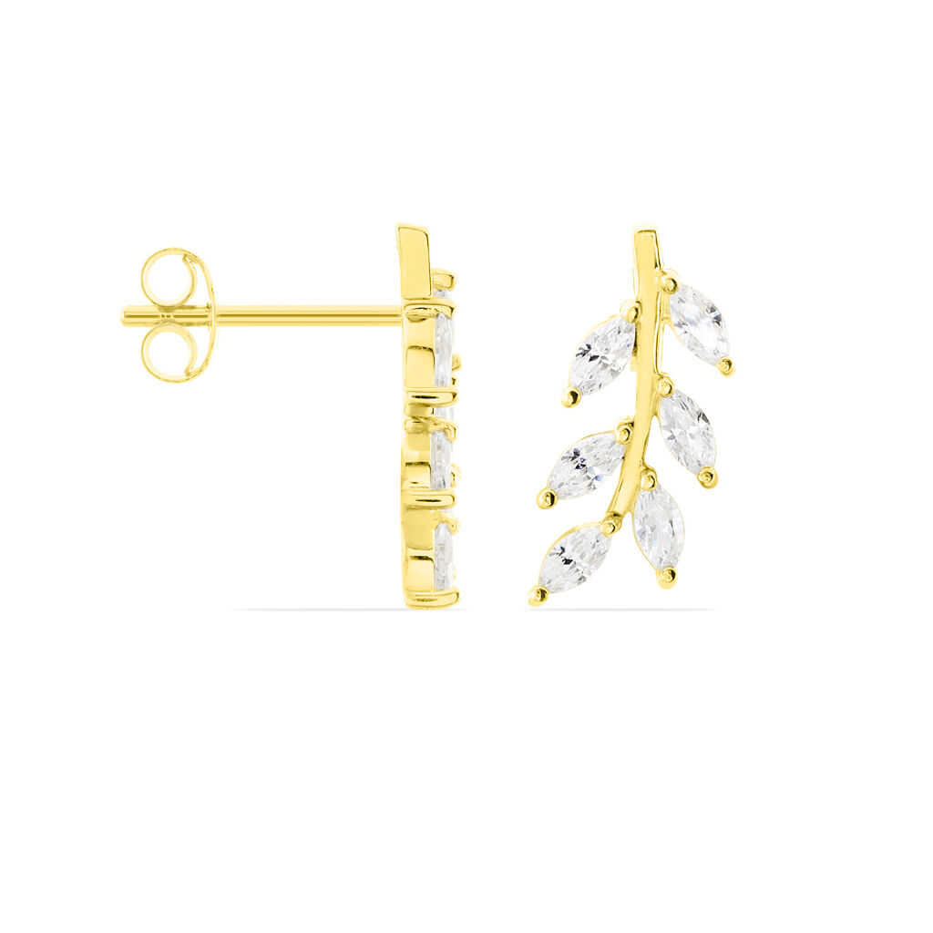 Boucles D'oreilles Or Jaune Audrica Feuilles Oxyde - Spannringe Damen | OROVIVO
