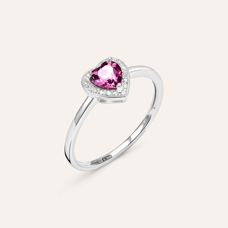 Anello Solitario Jasmine Oro Bianco Rodolite Diamante - Spannringe Damen | OROVIVO