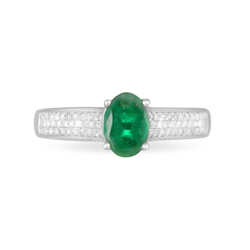 Bague Crista Or Blanc Emeraude Et Diamant - Spannringe Damen | OROVIVO