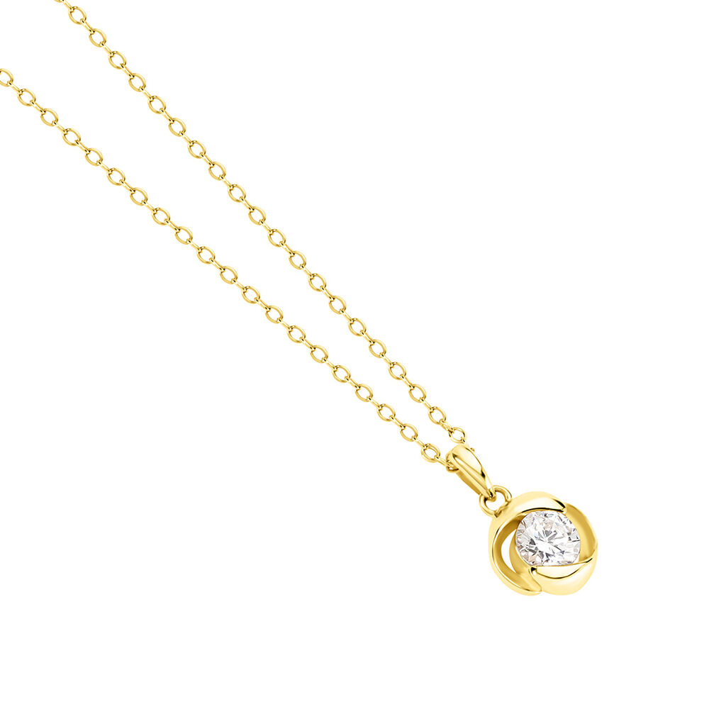 LUCY Damen Collier Silber vergoldet 925 Zirkonia Wei&szlig; 0,87 ct Blume