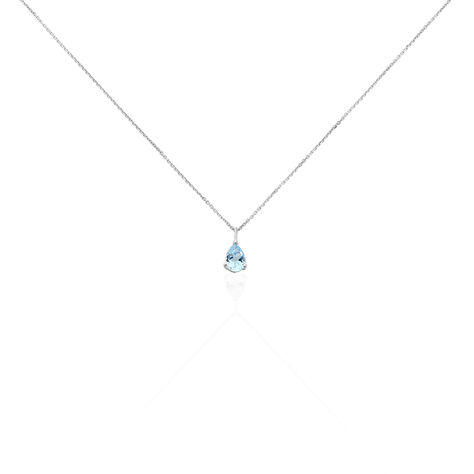 Damen Collier Weißgold 375 Topas Blau 0,76ct Tropfen Goutte 0,46mm 45cm - Halsketten Damen | OROVIVO