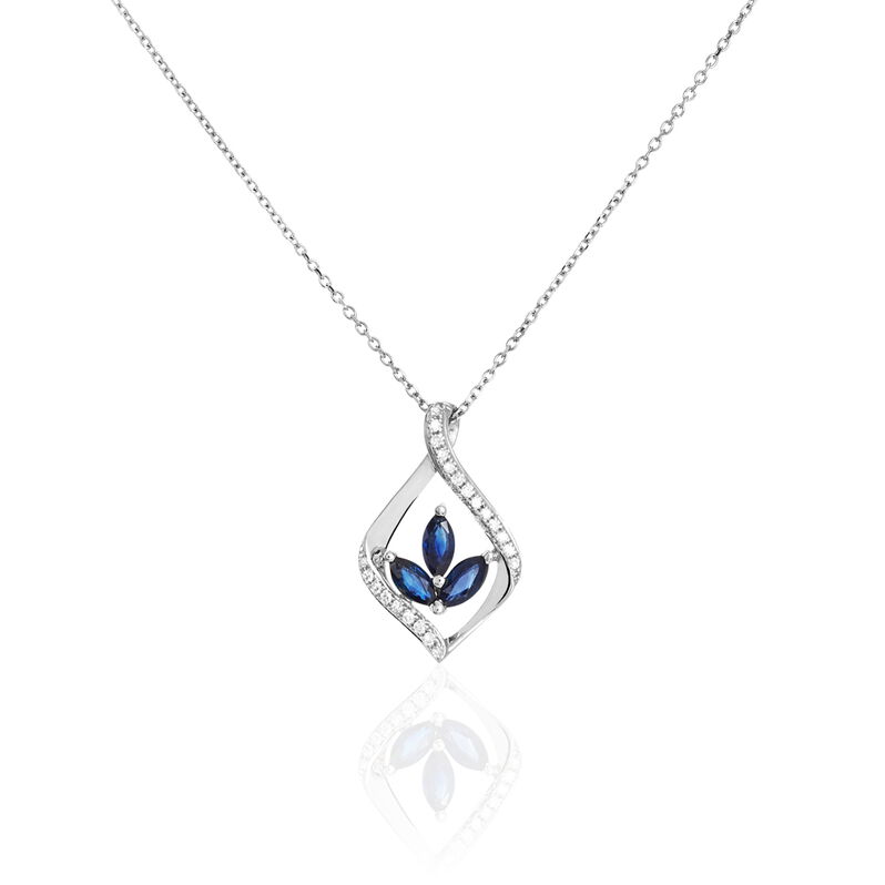 Collier Marianka Or Blanc Diamant Et Saphir - Spannringe Damen | OROVIVO