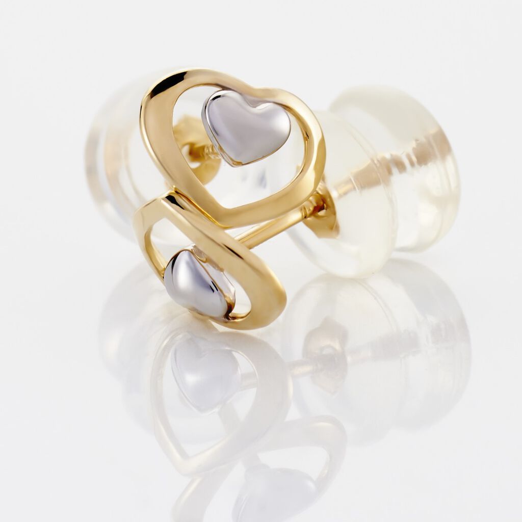 Damen Ohrstecker Gold Bicolor Gold/Silber 375 (9 Karat) Herz