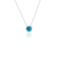 Damen Collier Silber 925 Rund Blau Geometrisch Camilla 4,5cm