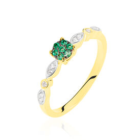 Damenring Gold 375 Smaragd Diamanten 0,006ct - Ringe mit Edelsteinen Damen | OROVIVO