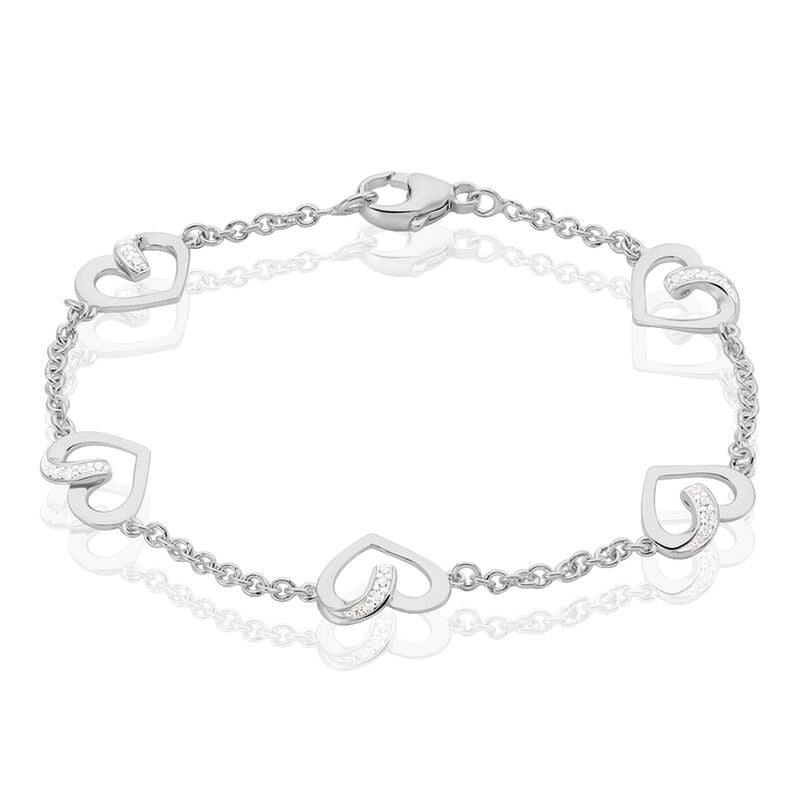 Damen Armband Silber 925 Zirkonia Wei&szlig; Herz - Armb&auml;nder mit Anh&auml;nger Damen | OROVIVO