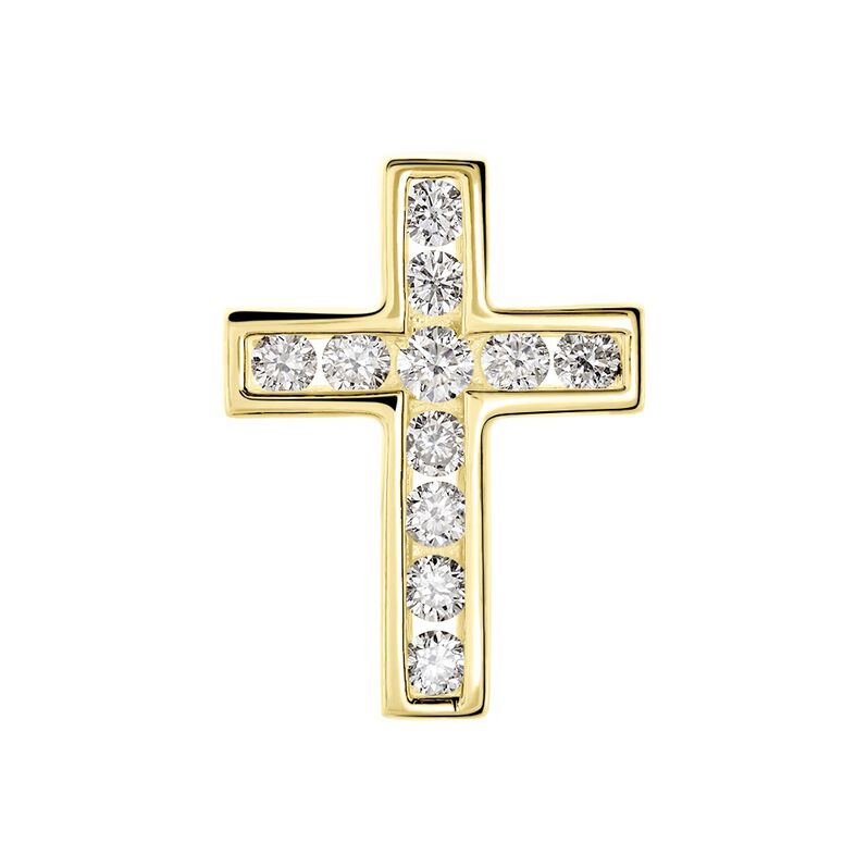 Damen Anh&auml;nger Gold 375 (9 Karat) Diamant Wei&szlig; 0,23 ct Religi&ouml;ses Kreuz - Schmuckanh&auml;nger Damen | OROVIVO