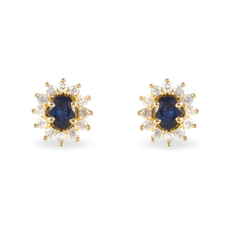 Boucles D'oreilles Puces Vladimir Or Jaune Saphir Et Diamant - Spannringe Damen | OROVIVO