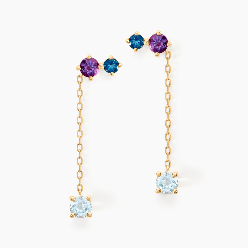 Boucles D'oreilles Pendantes Amaranta Or Jaune Topaze Améthyste - Spannringe Damen | OROVIVO