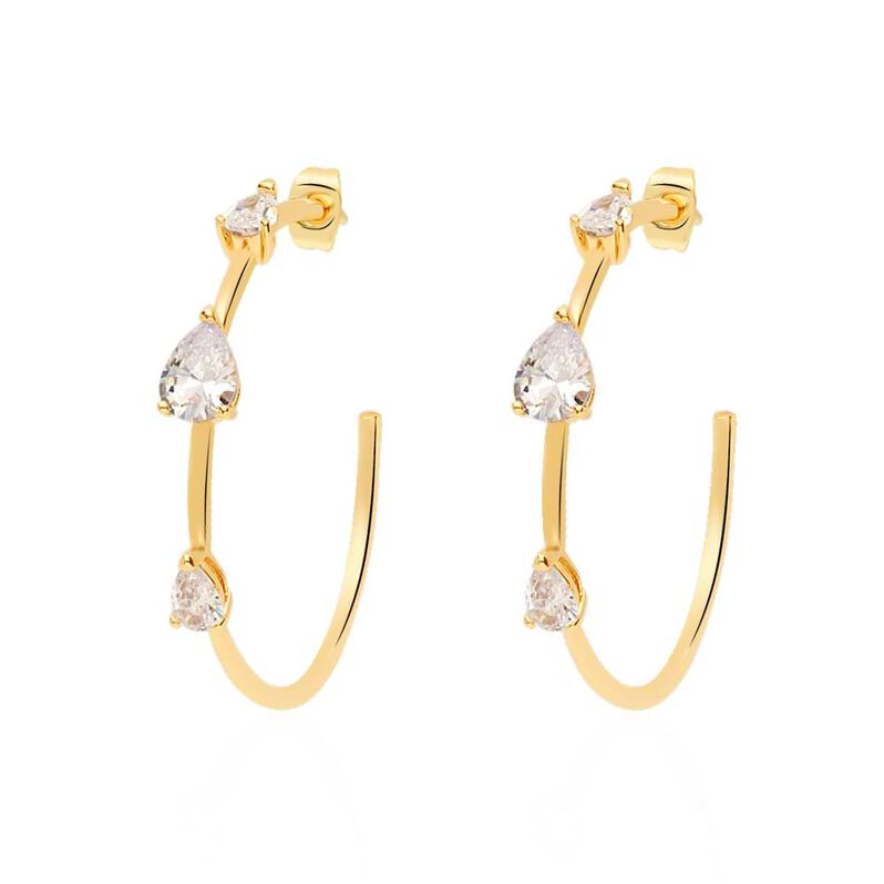 Orecchini a cerchio in ottone dorato con zirconi - Spannringe Damen | OROVIVO
