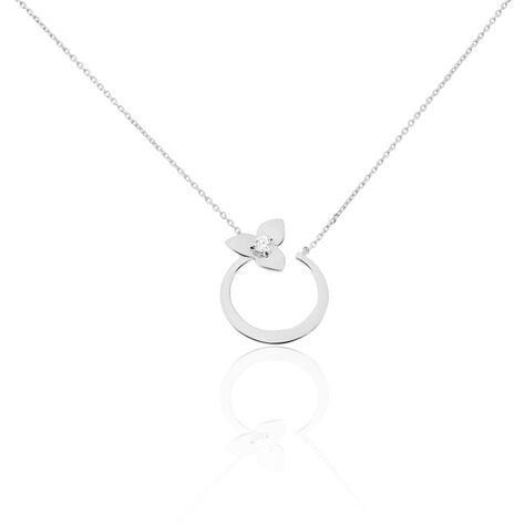 Damen Collier Weißgold 375 Diamant 0,05ct Blume Kreis Maya - Halsketten Damen | OROVIVO