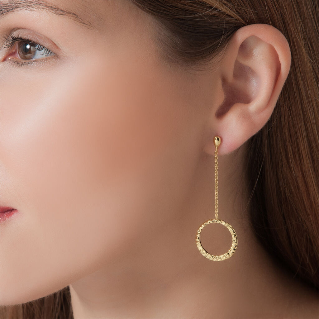 Boucles D'oreilles Pendantes Plaque Or Jaune - Spannringe Damen | OROVIVO