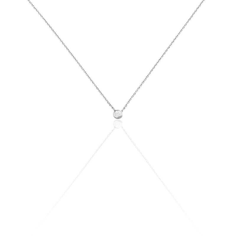 Delicate Damen Collier Wei&szlig;gold 375 (9 Karat) Diamant Wei&szlig; 0,05 ct Barren - Halsketten Damen | OROVIVO