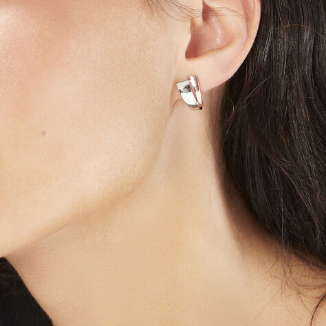Damen Steckcreolen Silber 925 Bicolor Diamanten  - Creolen Damen | OROVIVO