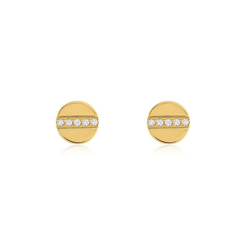 Damen Ohrstecker Titan vergoldet Zirkonia Kreis Crystal 6,00mm  - Ohrstecker Damen | OROVIVO