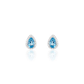 Damen Ohrstecker Weißgold 375 Blauer Topas Diamant - Ohrstecker Damen | OROVIVO
