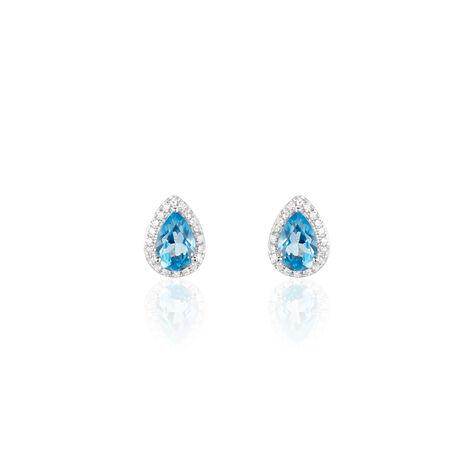 Damen Ohrstecker Weißgold 375 Blauer Topas Diamant - Ohrstecker Damen | OROVIVO