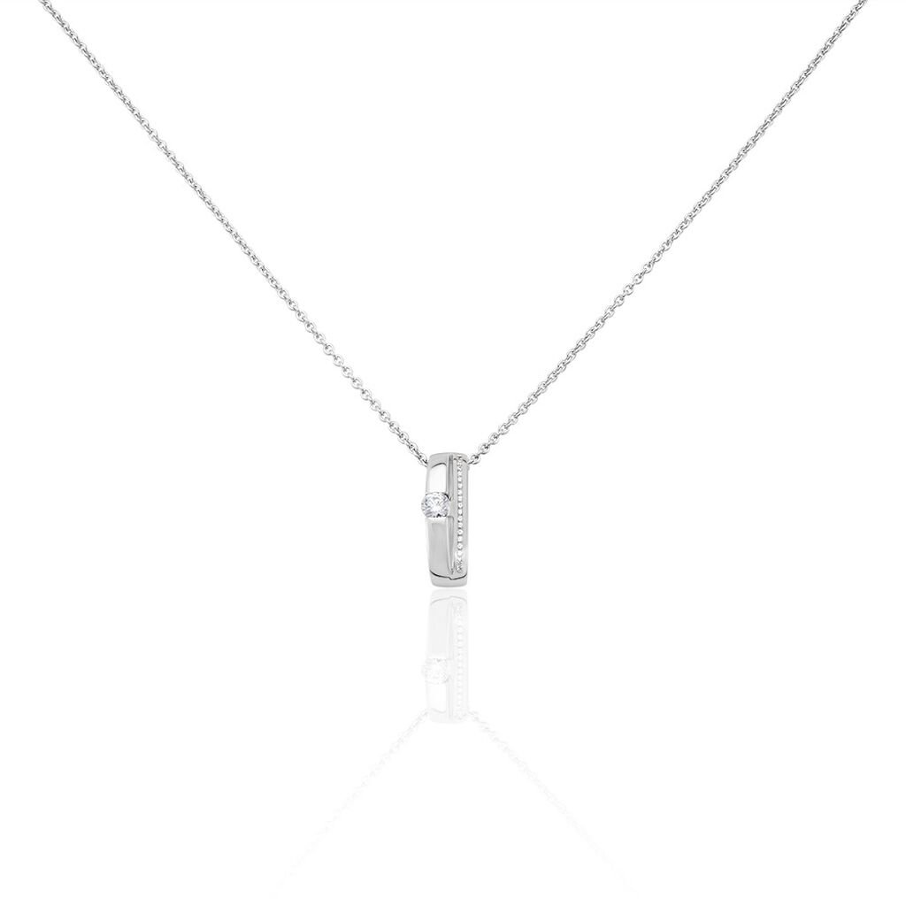 ELLEANA Damen Collier Silber 925 Zirkonia Weiß Oval B 5,3 mm, Collier mit Stein