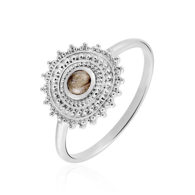 Bague Argent Rhodie Nyoko Rosace Labradorite - Spannringe Damen | OROVIVO