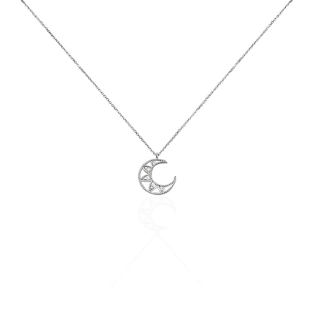 Collier Or Weiss Roxine Lune Diamants - Spannringe Damen | OROVIVO