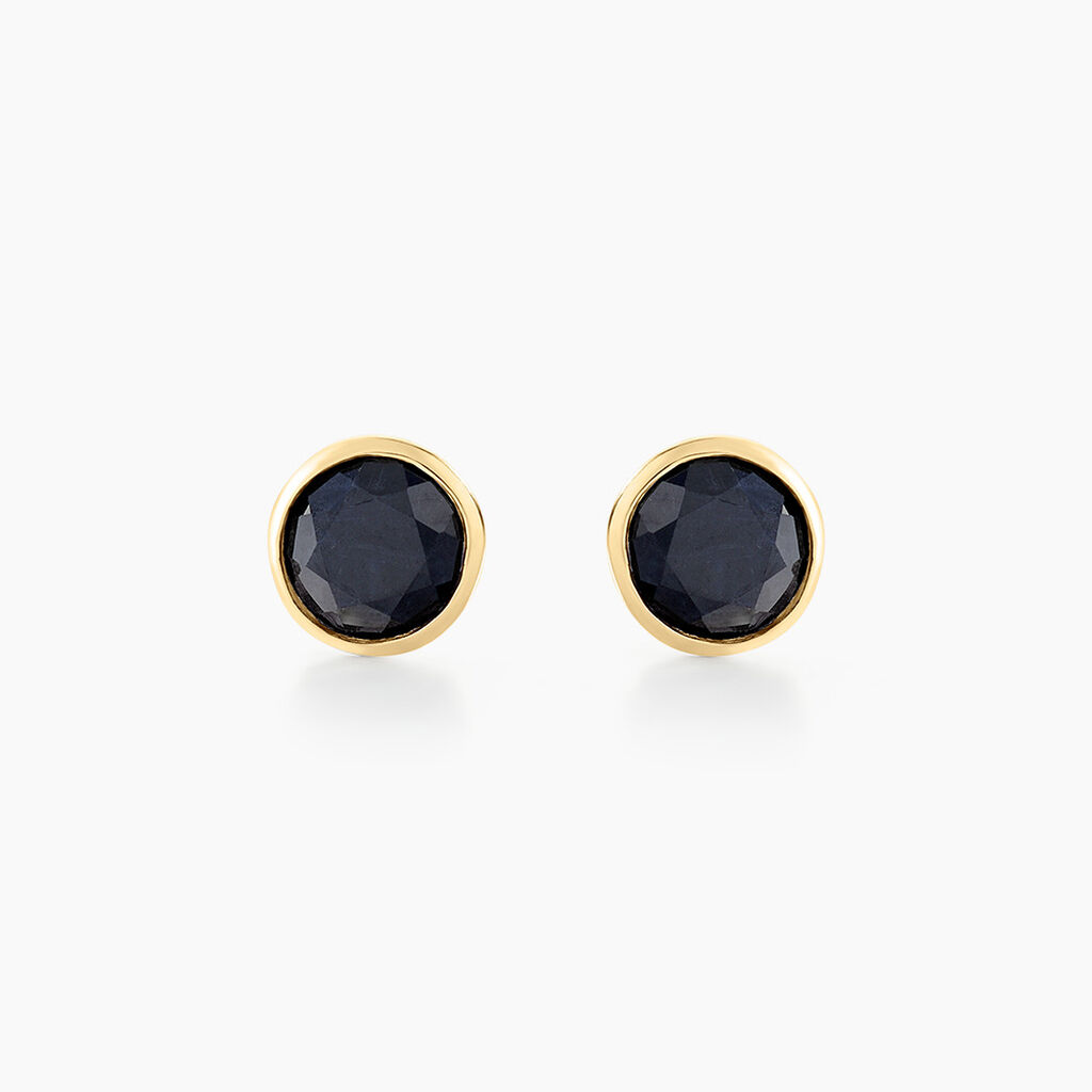 Boucles D'oreilles Puces Edy Serti Clos Or Jaune Saphir - Spannringe Damen | OROVIVO