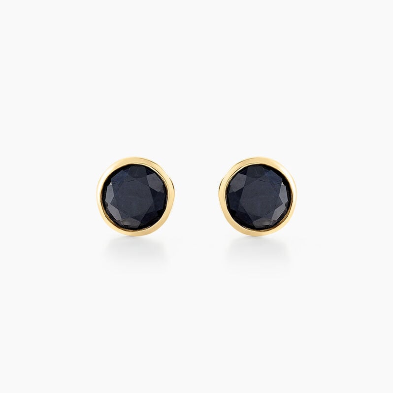 Boucles D'oreilles Puces Edy Serti Clos Or Jaune Saphir - Spannringe Damen | OROVIVO