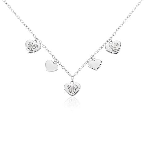 Damen Collier Edelstahl Kristall Weiß Fantasiecharakter Minnie Heart 45cm - Halsketten Damen | OROVIVO