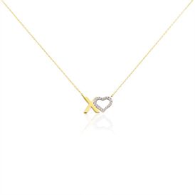 Damen Collier Gelbgold 375 Zirkonia Herz - Herzketten Damen | OROVIVO