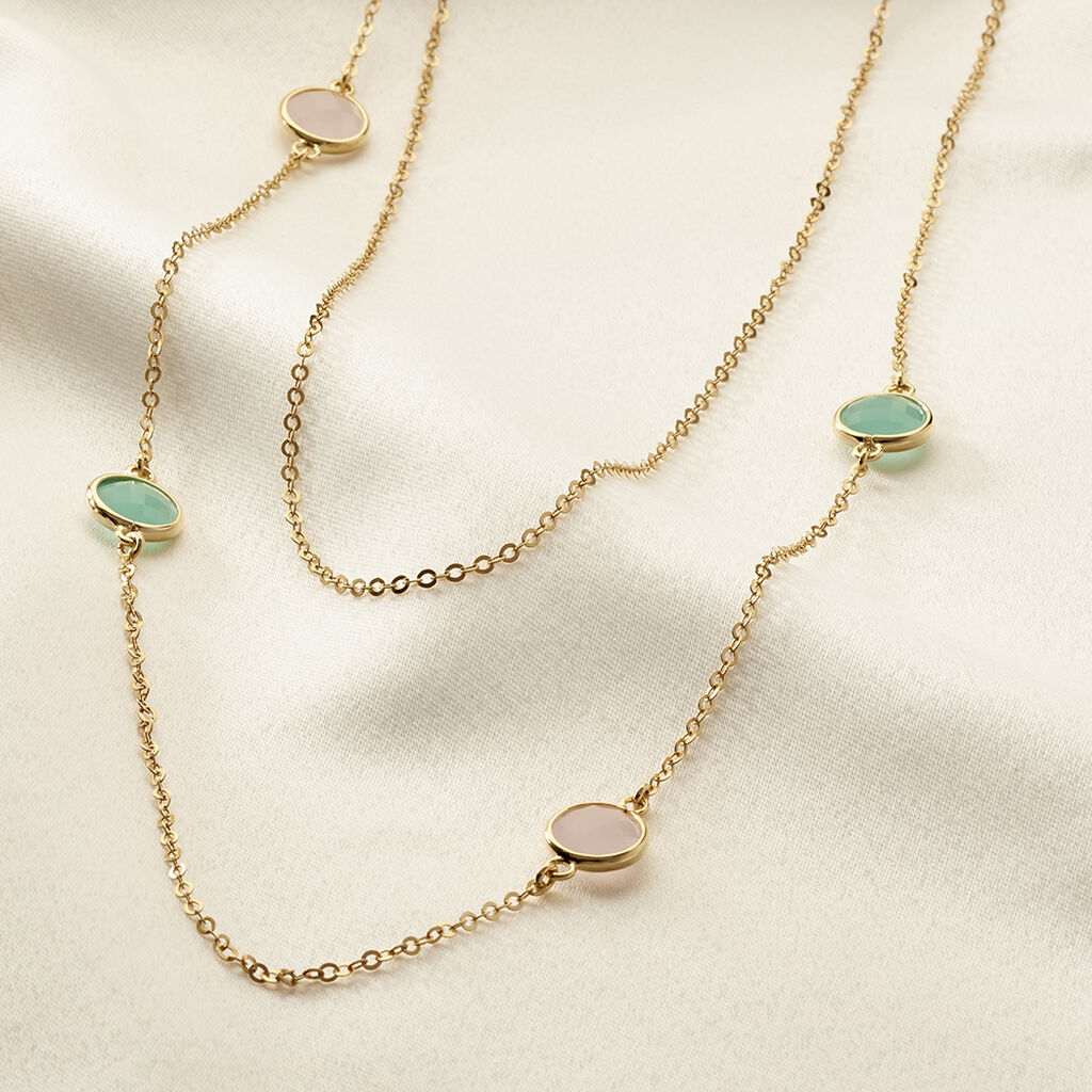 ZOI Damen Collier Silber vergoldet 925 Zirkonia Ros&eacute; 0,6 ct B 1,5 mm