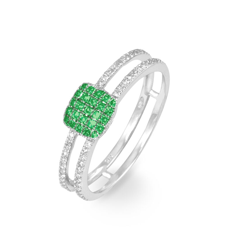 Bague Aude Or Blanc Emeraude Et Diamant - Spannringe Damen | OROVIVO
