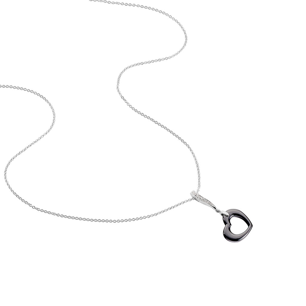 Collier Argent Blanc Céramique Et Oxyde De Zirconium - Spannringe Damen | OROVIVO