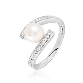 Damenring Silber 925 Zirkonia Synthetische Perle - Ringe mit Stein Damen | OROVIVO