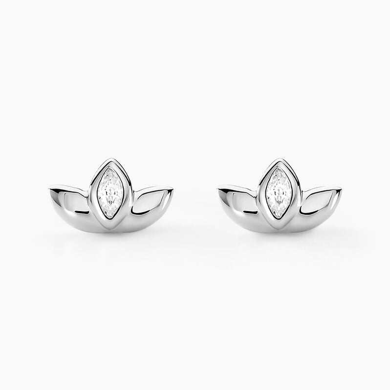 Boucles D'oreilles Puces Malva Argent Weiss Oxyde De Zirconium - Spannringe Damen | OROVIVO