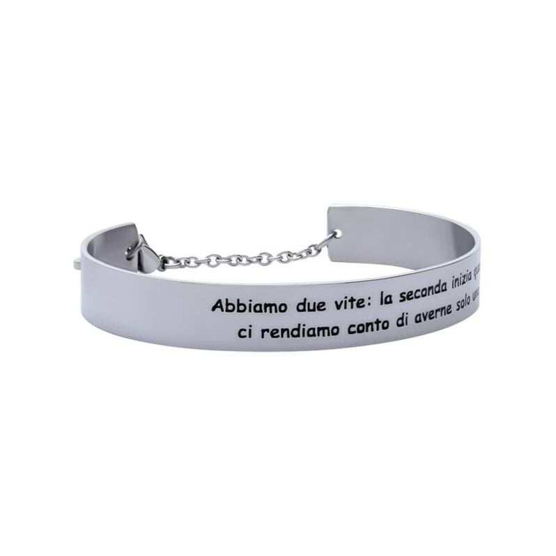 Bangle 'Abbiamo due vite: la seconda inizia quando ci rendiamo conto di averne solo una' in acciaio - Spannringe Damen | OROVIVO